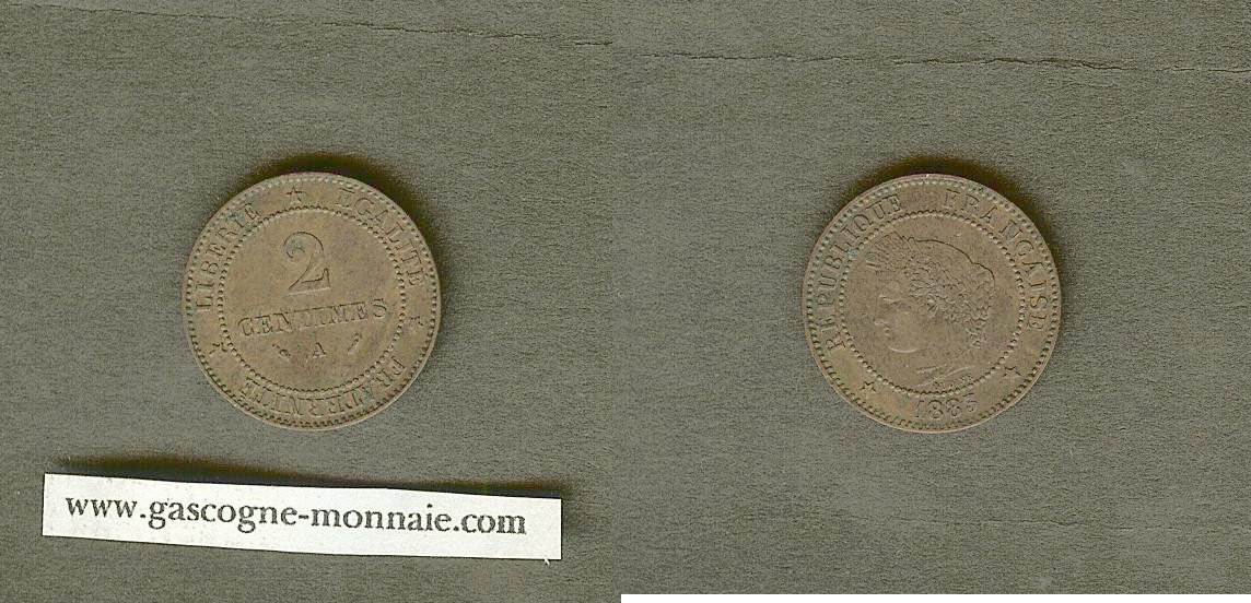 2 centimes 1883 A Paris TTB+ à SUP